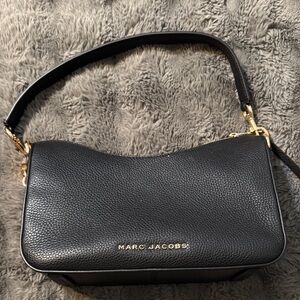Marc Jacobs Black Pebbled Leather Shoulder Bag with Gold Hardware